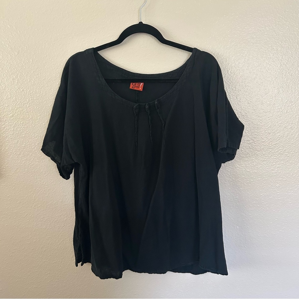 Oh My Gauze! Black Lagenlook Top XXL